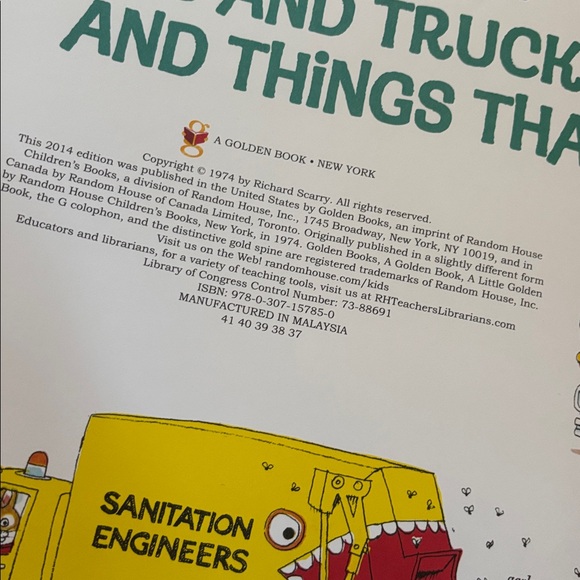2014 RICHARD SCARRY Busy Town "Cars and Trucks and Things That Go" HC Book Kids - Picture 5 of 7